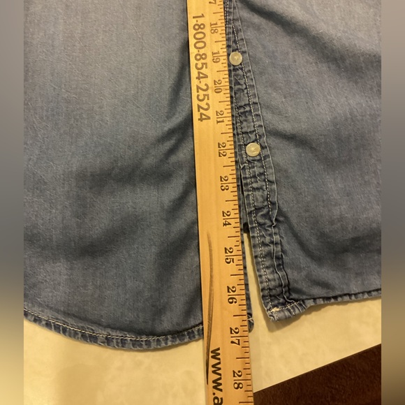 BANANA REPUBLIC Dillon Utility Chambray Button Up Shirt Distressed Sz XS - Picture 9 of 11